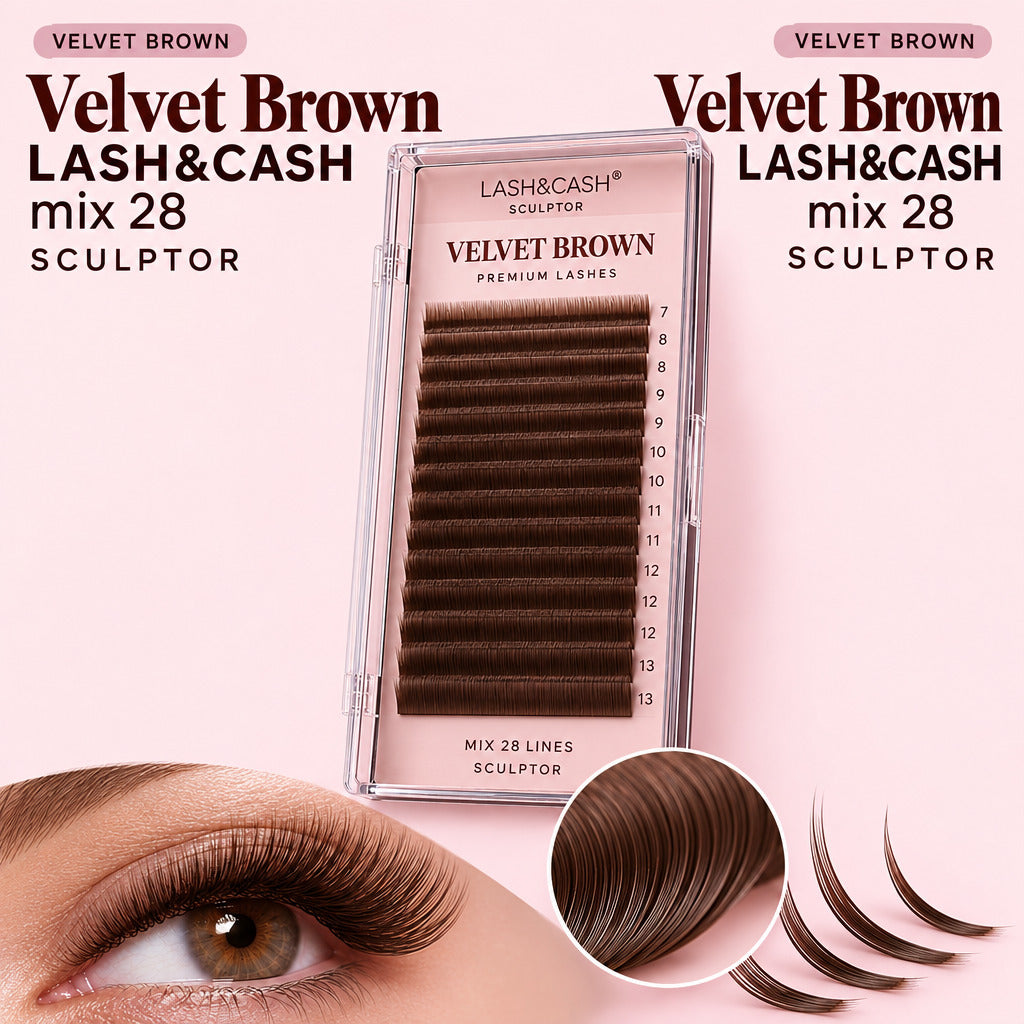Ресницы Velvet Brown LASH&CASH, mix 28 линий, SCULPTOR